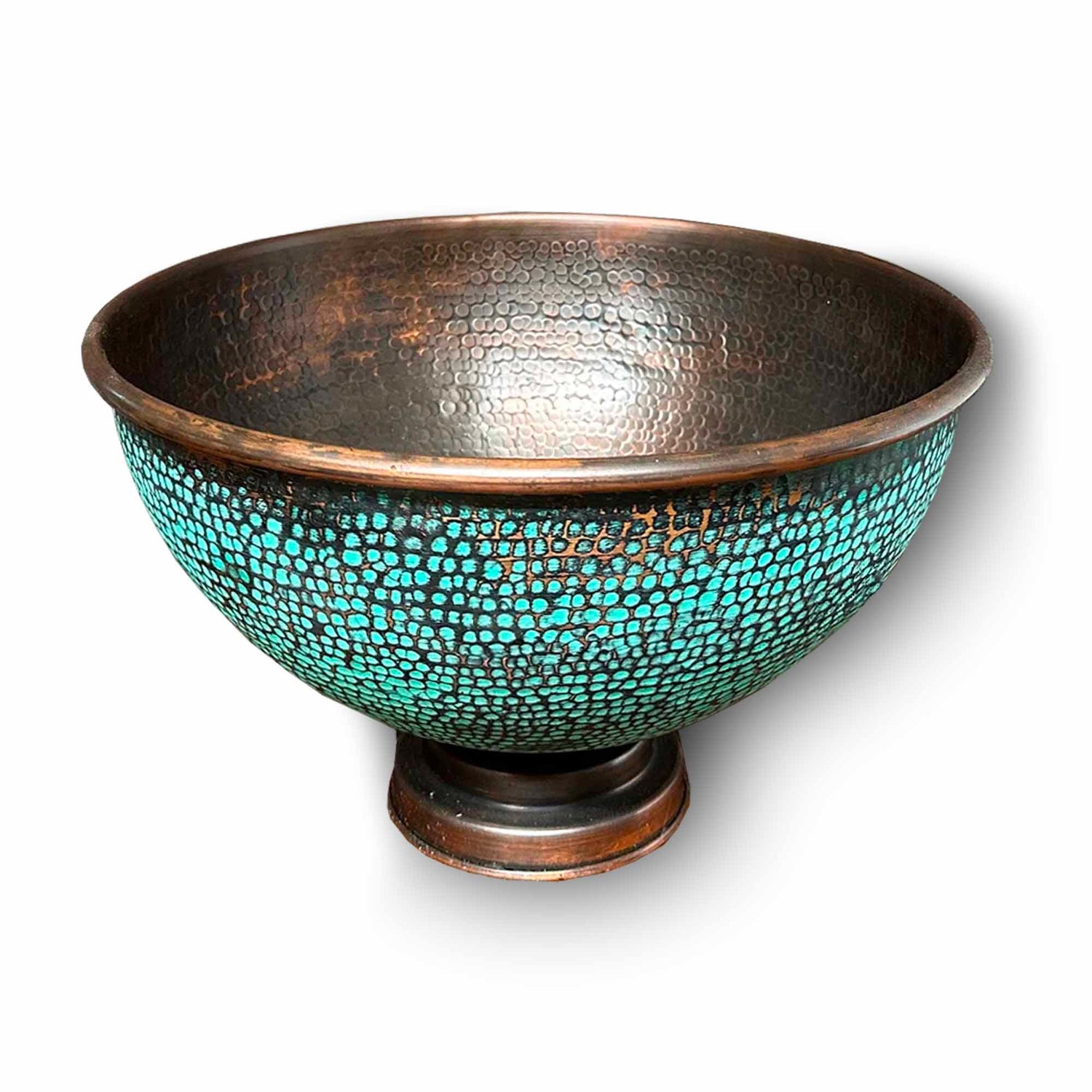 Aged Copper Bathroom Sink with Faucet