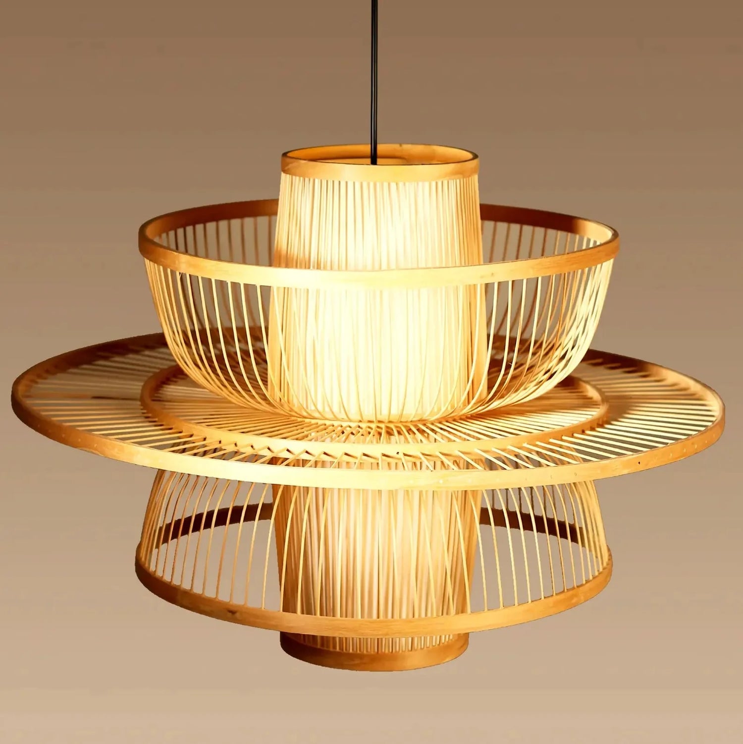 Bayou Wabi Sabi Tiered Bamboo Pendant Light