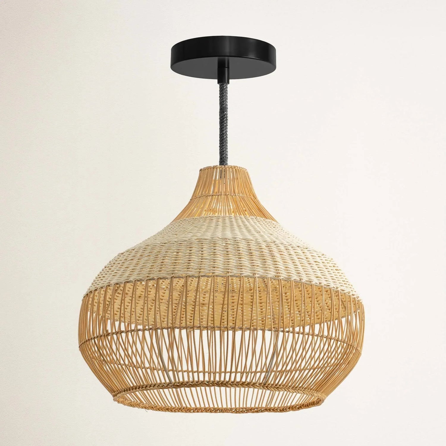 Beatrice White Rattan Dome Basket Pendant Light