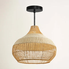 Beatrice White Rattan Dome Basket Pendant Light