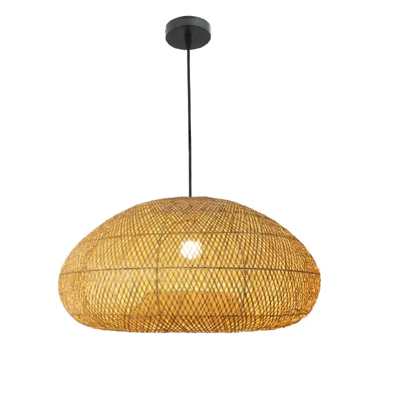 Bemith Beige Oval Bamboo Pendant Light