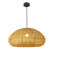 Bemith Beige Oval Bamboo Pendant Light