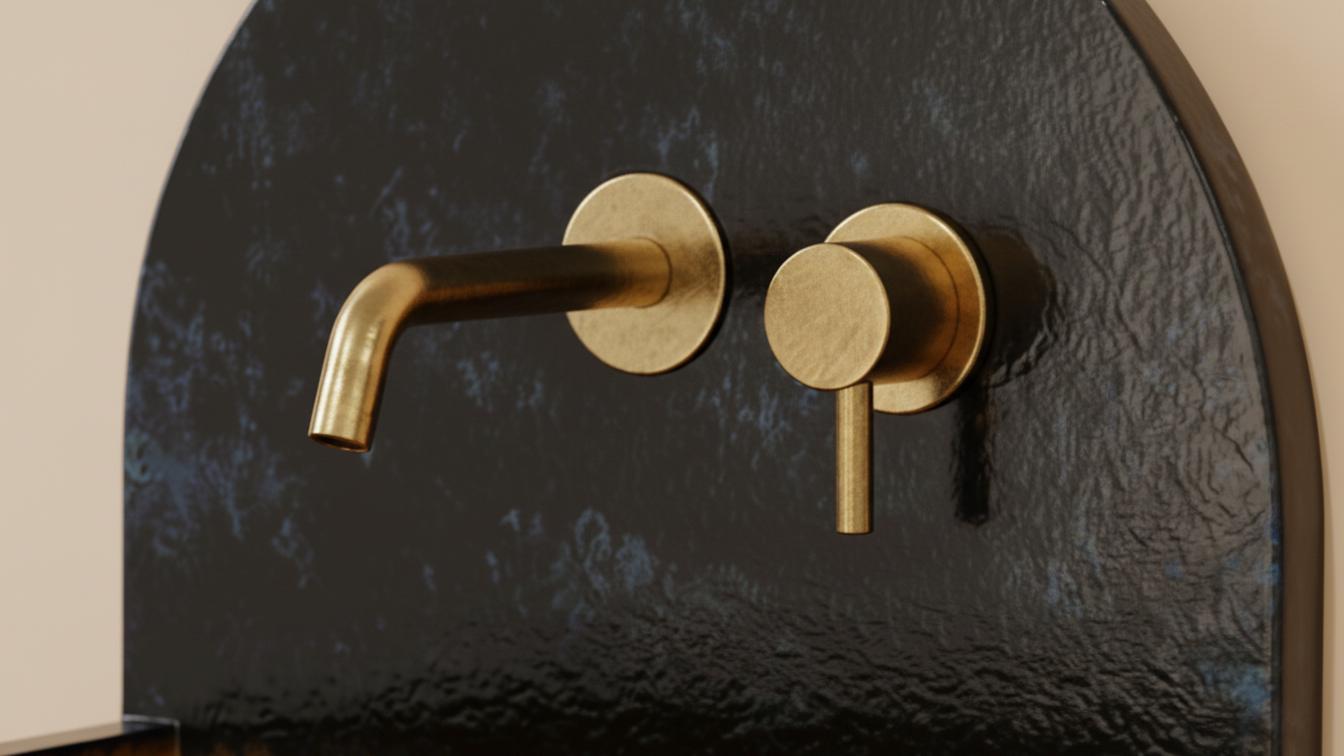 Black and Blue Patina Brass Wall Sink - Luxury Industrial Basin
