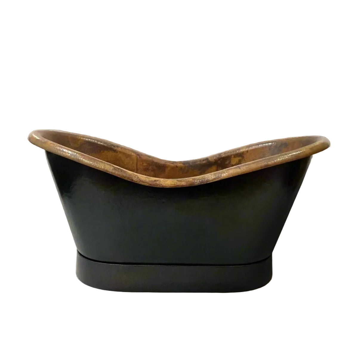 Black Copper Bathtub with Copper Patina Interior Soaking Tub