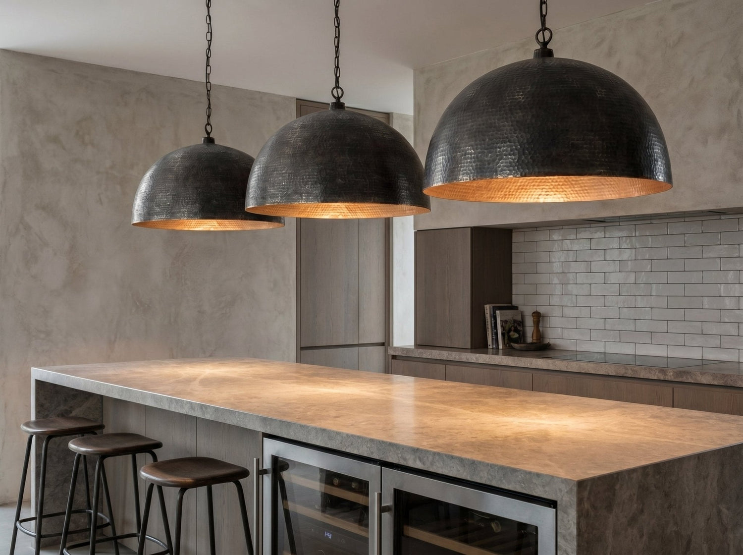 Black Farmhouse Copper Pendant Light - Patina Hanging Lampshade