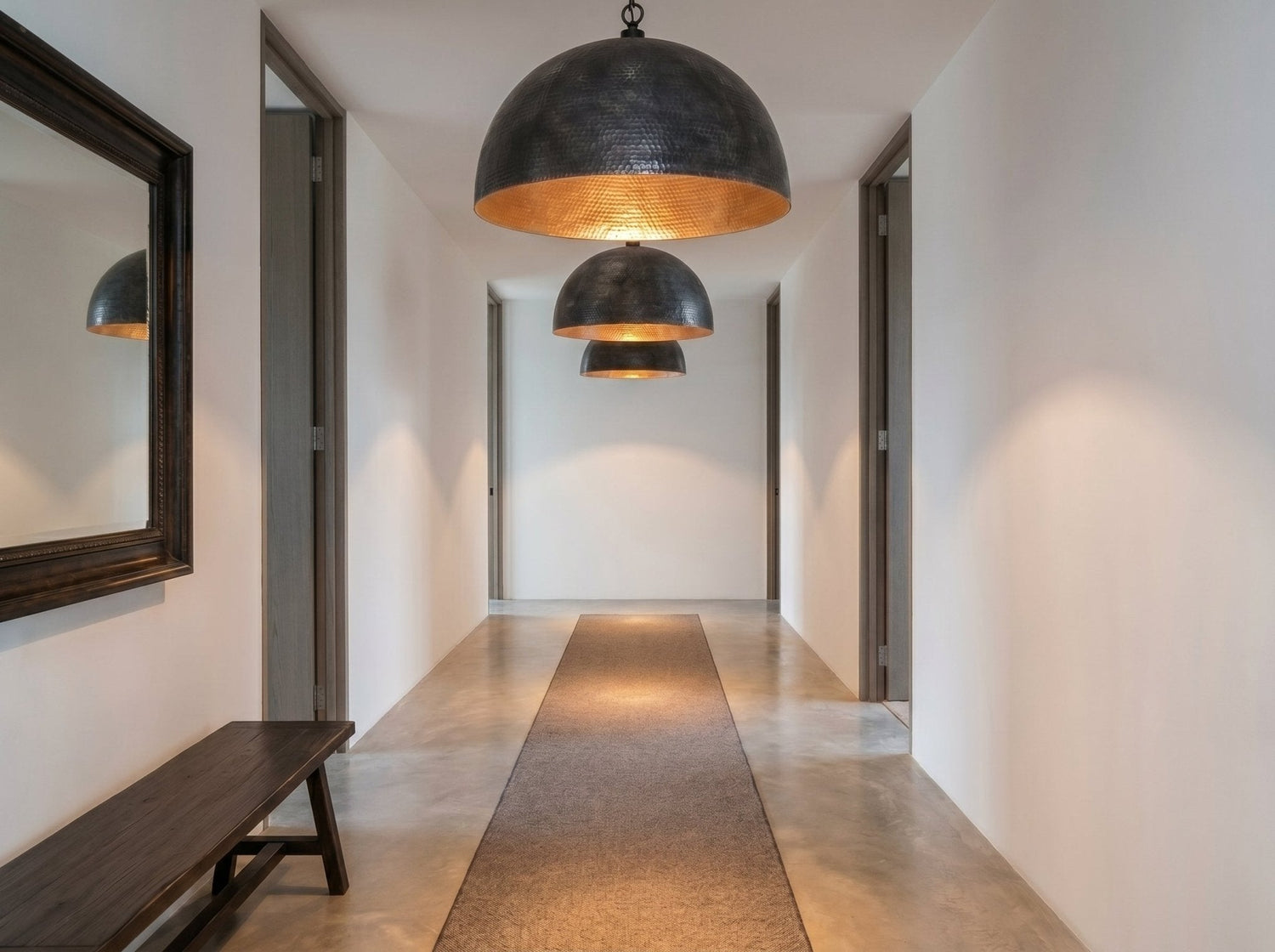 Black Farmhouse Copper Pendant Light - Patina Hanging Lampshade