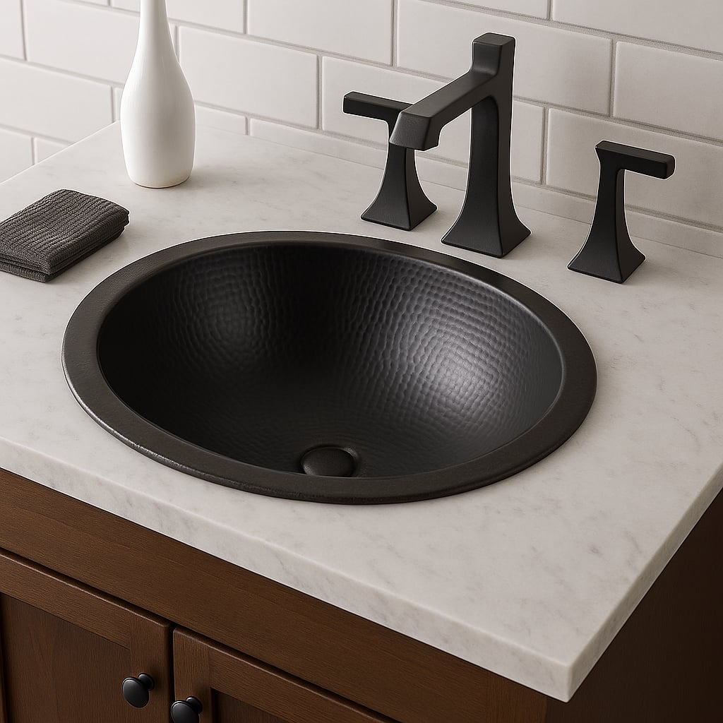 Dark Antique Hammered Copper Drop-In Sink