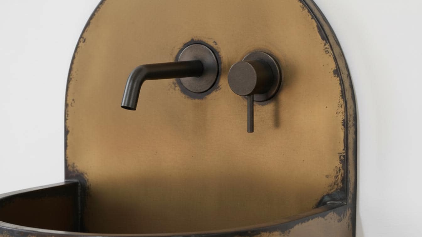 Black Patina Antique Brass Wall Sink - Semi Circular Basin