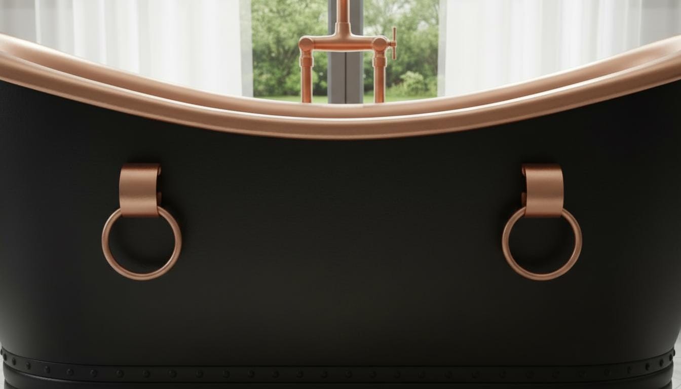 Black Patina Copper Freestanding Bathtub - Double Slipper Tub