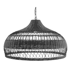 Black Rattan Wicker Dome Basket Pendant Light