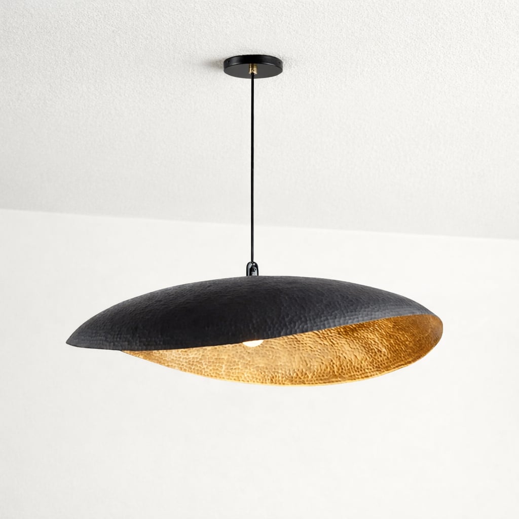 Patina Curved Brass Pendant Light