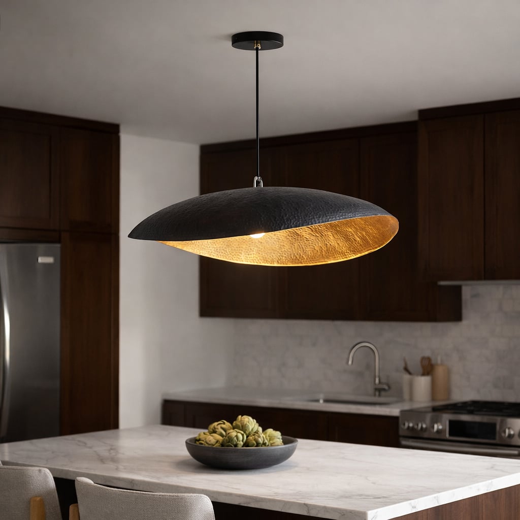 Patina Curved Brass Pendant Light