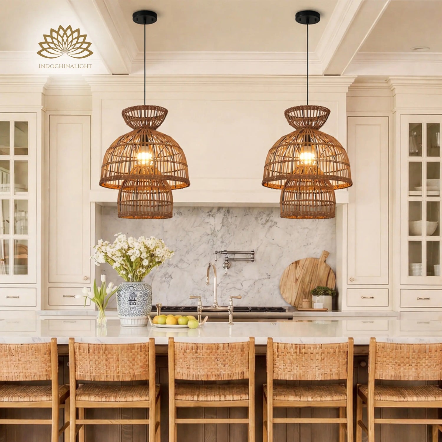 Boira II Rattan Pendant Light 16 Inches