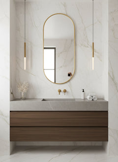 Varaudu Brass Wall Mirror Capsule Design 369099662 - Antique Brass Bathroom Mirror, Vanity Wall Decor