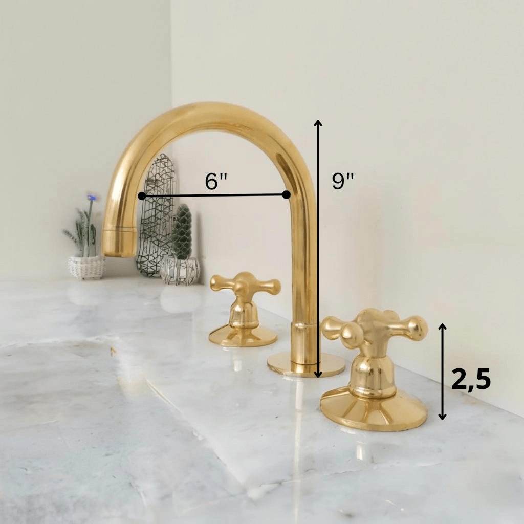 Luxury Brass 3-Piece Deck-Mount Bathroom Faucet for Elegant Homes