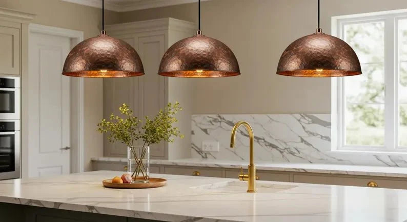 Brass & Copper Pendant Lights for Kitchen Island - Brasska
