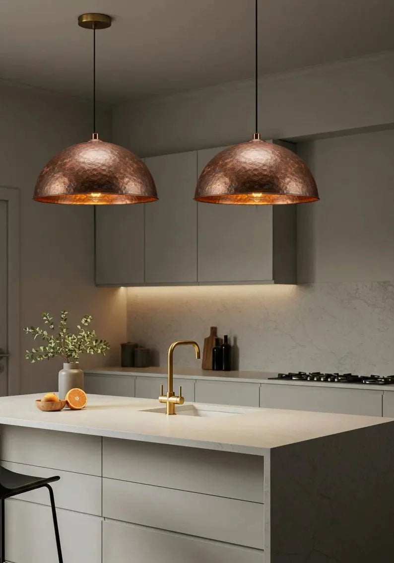 Brass & Copper Pendant Lights for Kitchen Island - Brasska