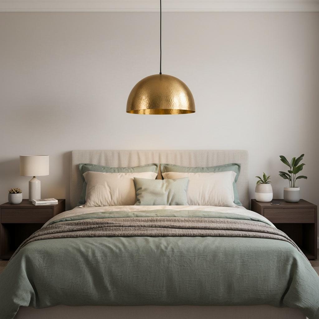 Brass Pendant Light, Gold Hammered Dome Ceiling Lamp, Handmade Kitchen Island Fixture, Modern Mid Century Boho Farmhouse  Hanging Light