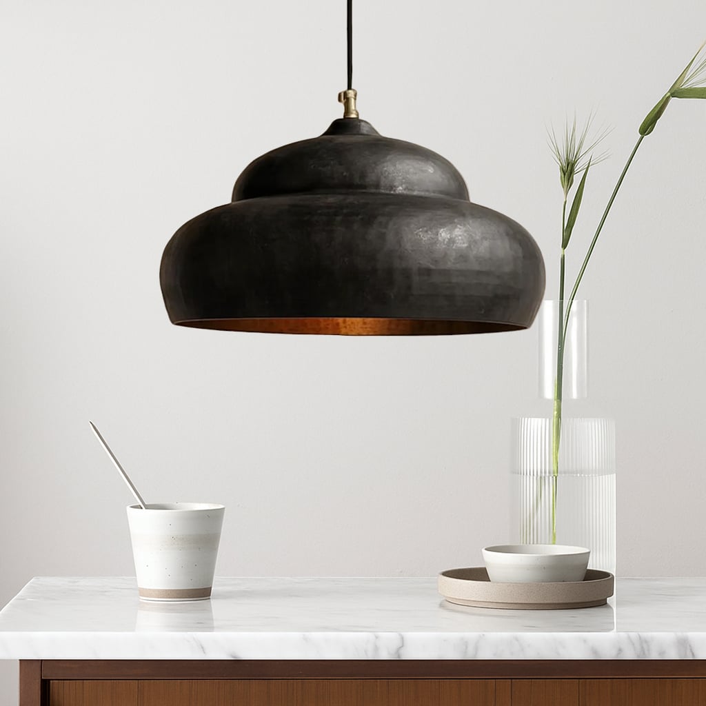 Industrial Black & Brass Pendant Light