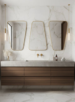 Varaudu Gold Wall Brass Mirror Triangle Mirror 369099720 - Antique Brass Bathroom Mirror, Vanity Wall Decor
