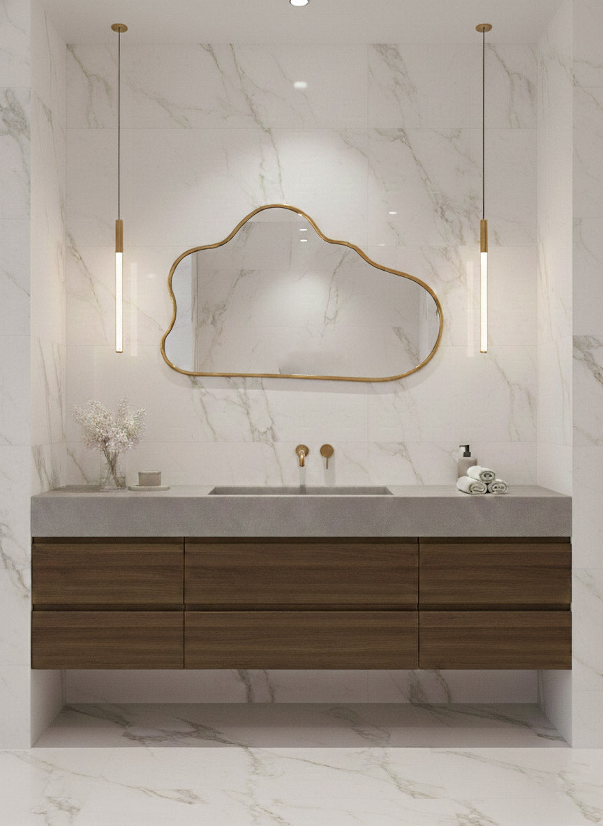 Varaudu Cloud Mirror - Antique Brass Bathroom Mirror, Vanity Wall Decor