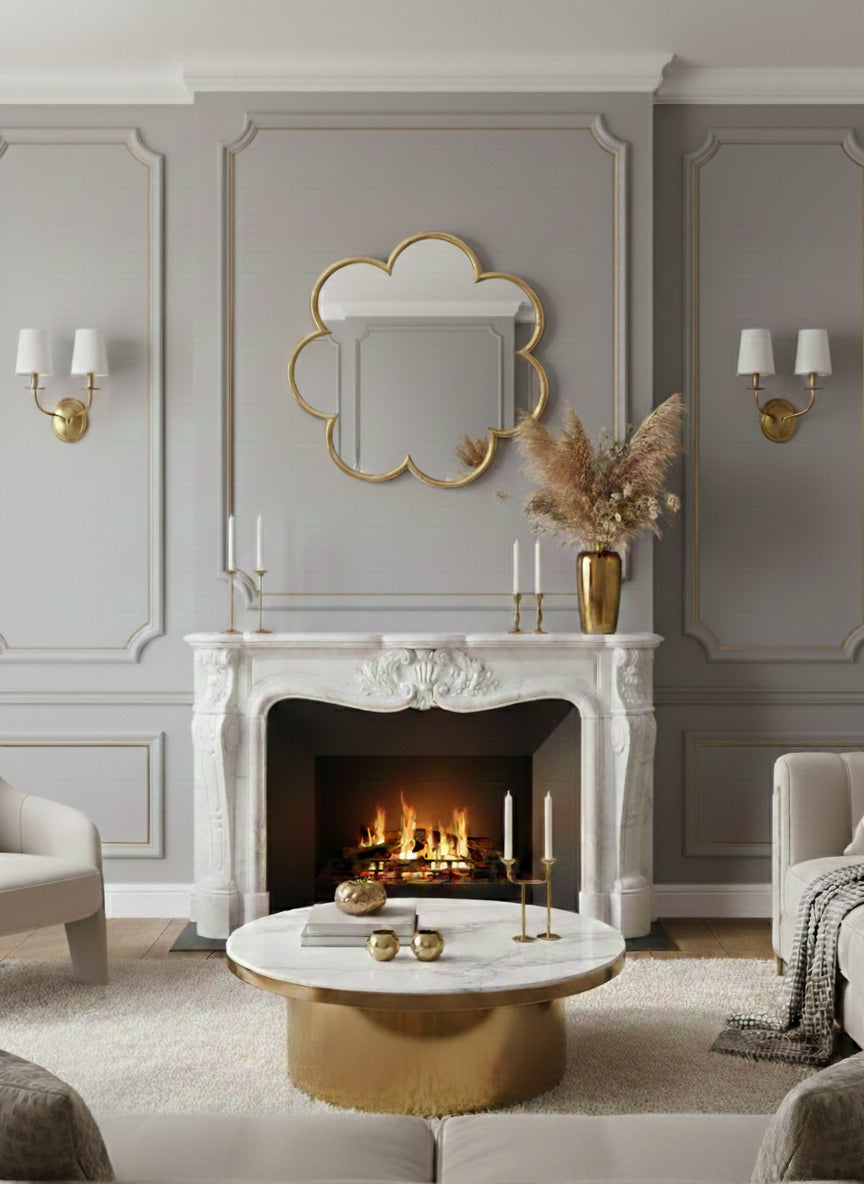 Varaudu Handmade Flower Brass Mirror Customized Gold Frame 369099660 - Antique Brass Bathroom Mirror, Vanity Wall Decor