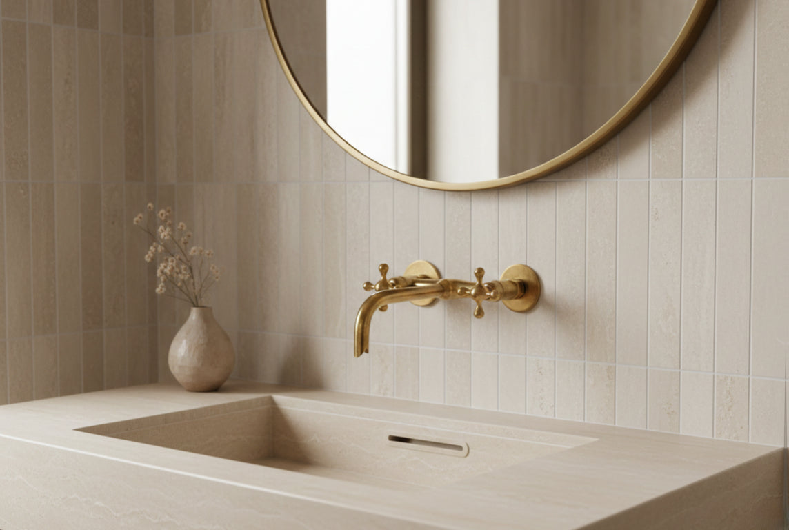 Unlacquered Brass Bathroom Faucet - Wall Mounted Faucet