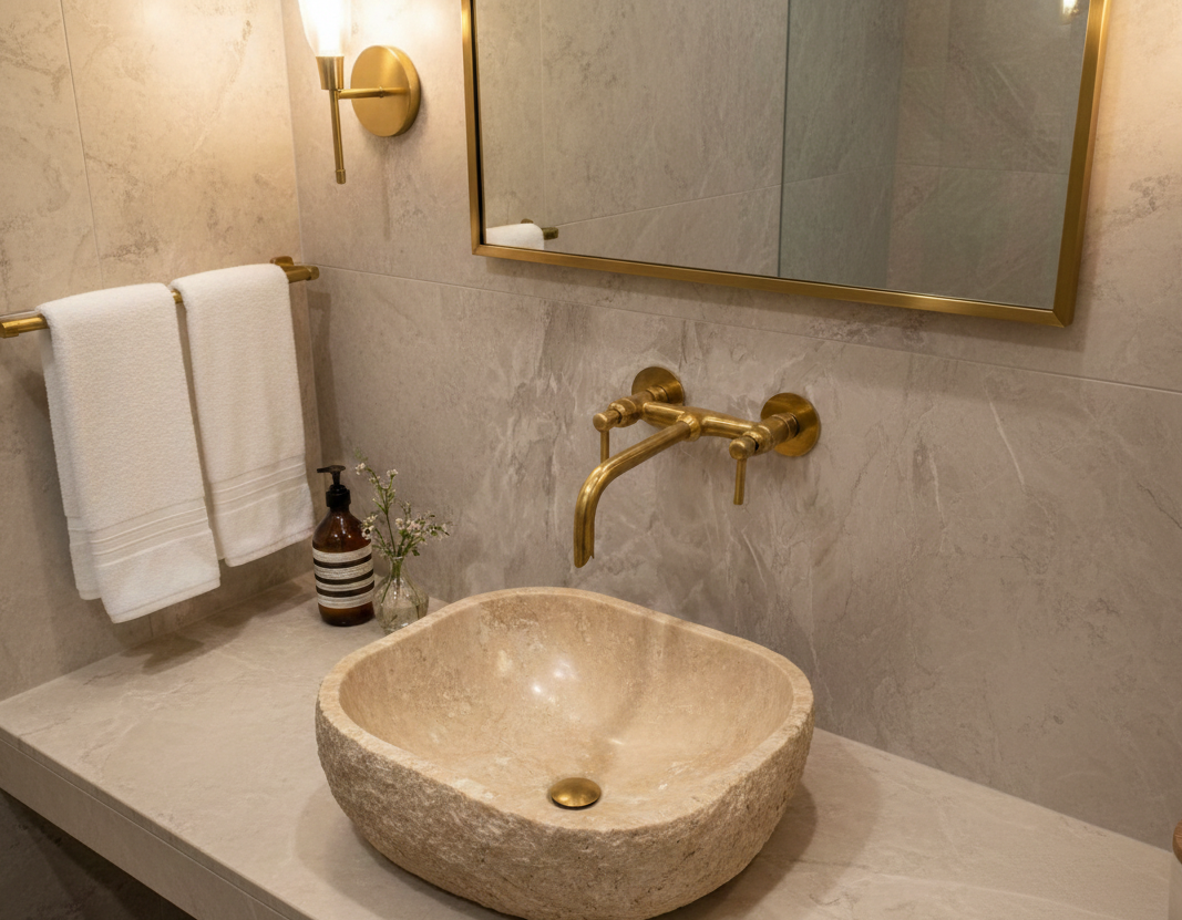 Wall Mounted Brass Faucet - Unlacquered Brass Bathroom Faucet
