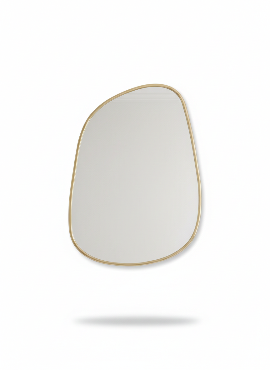 Varaudu Brass Asymmetrical Wall Mirror - Antique Brass Bathroom Mirror, Vanity Wall Decor