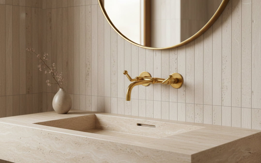 Wall Mounted Faucet - Unlacquered Brass Bathroom Faucet