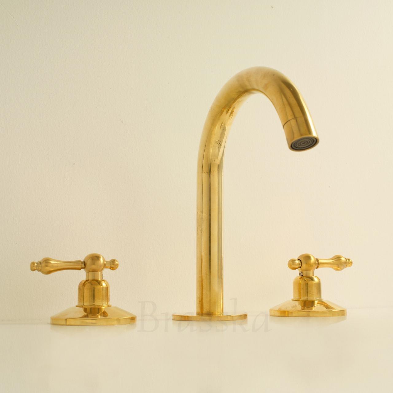 Handcrafted Vintage Brass Bathroom Faucet with Elegant Design