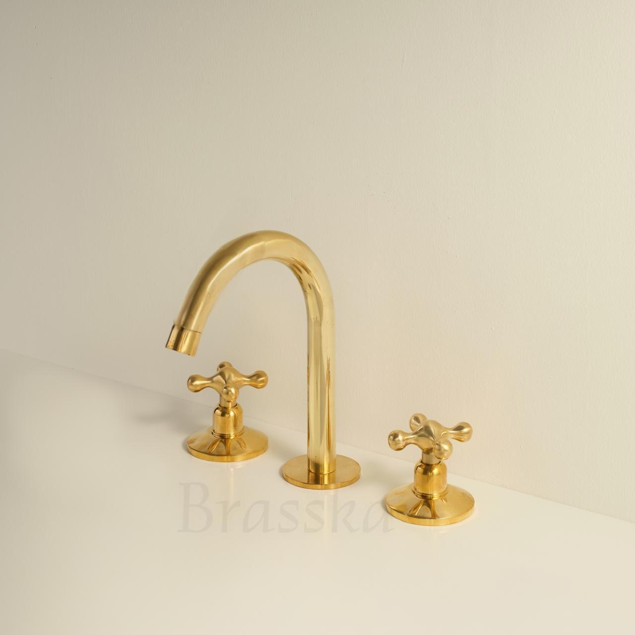 Handcrafted Vintage Brass Bathroom Faucet with Elegant Design