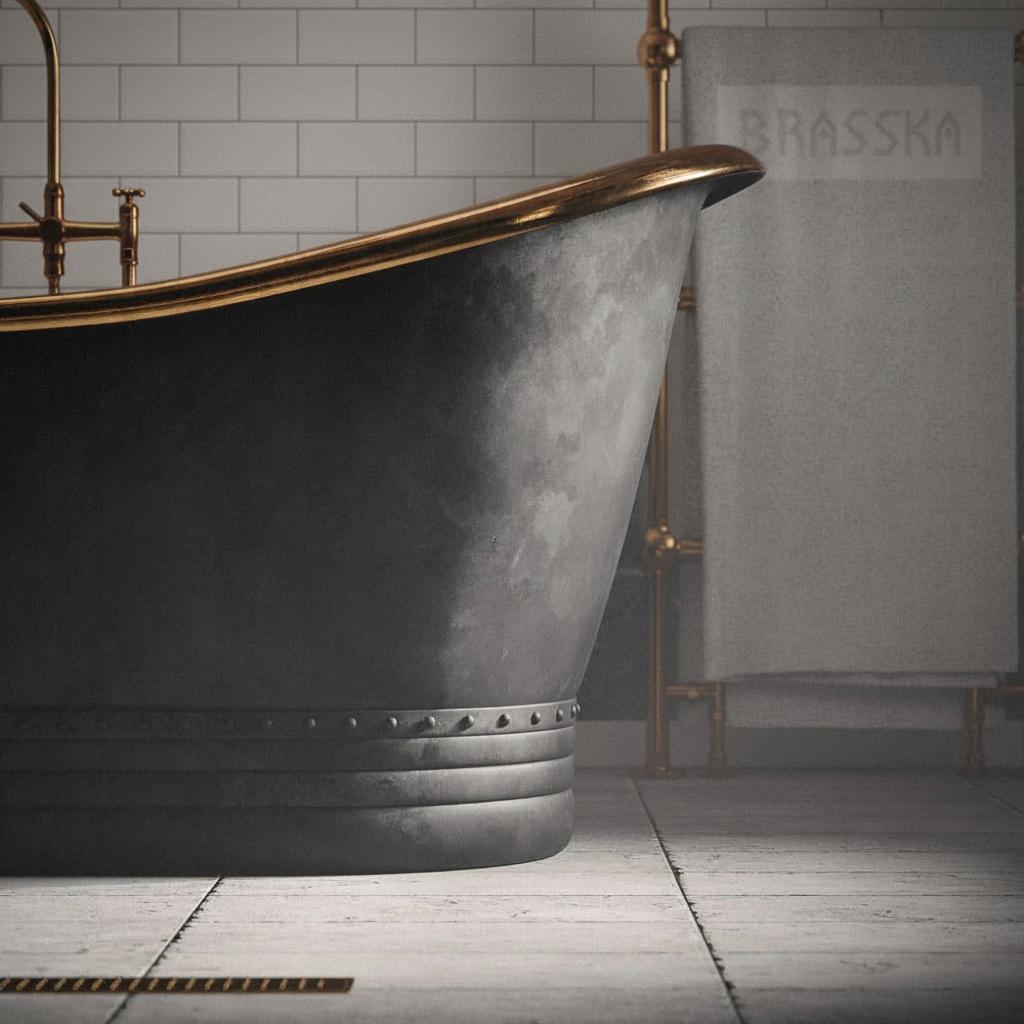 Luxury Black Copper Freestanding Designer Bathtub for Elegant Bathrooms