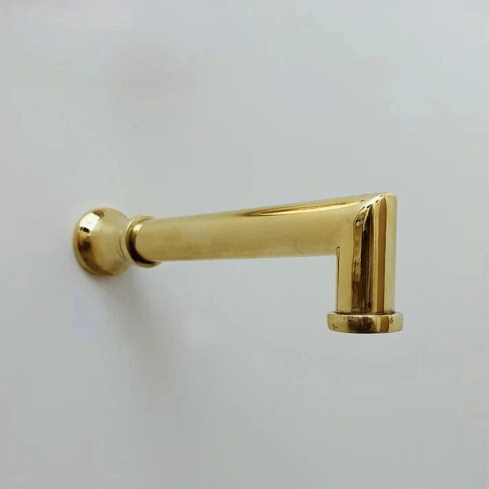 Brasska Unlacquered Brass Shower System with Tub Filler, Round Rain Shower Head, and Arcuate Arm
