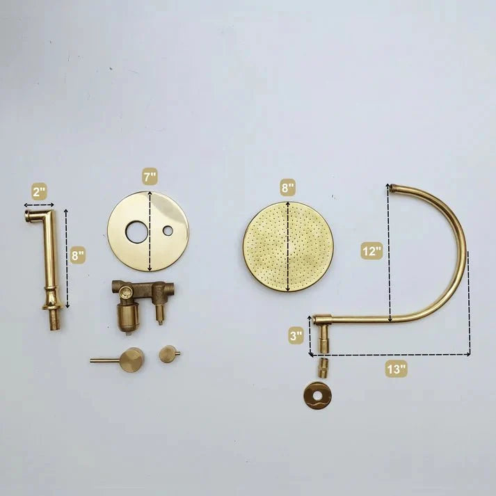 Unlacquered Brass Shower System with Rainfall Head and Tub Spout