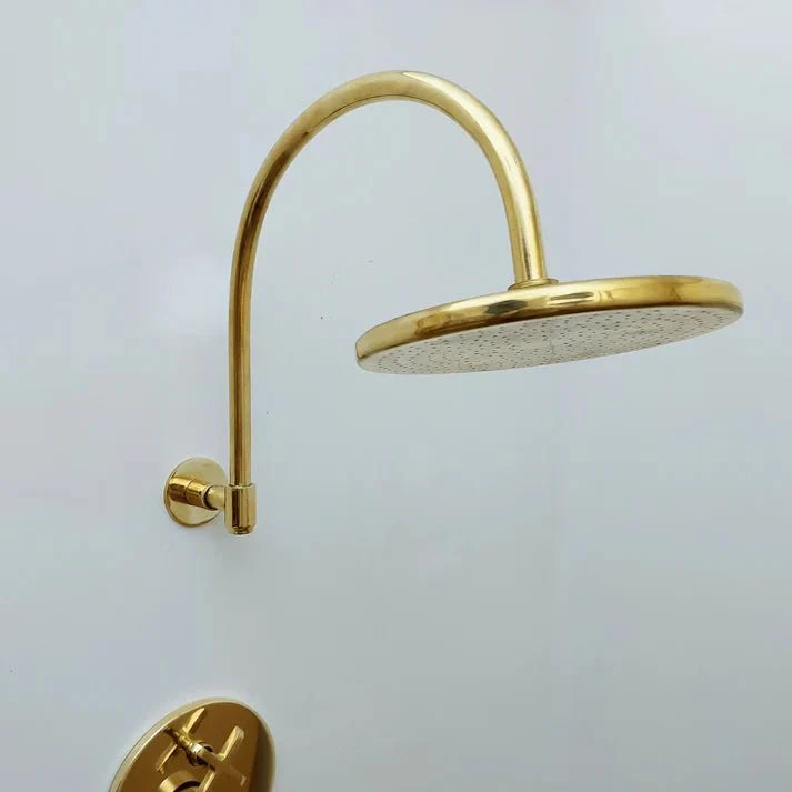 Unlacquered Brass Shower System with Rainfall Head and Tub Spout
