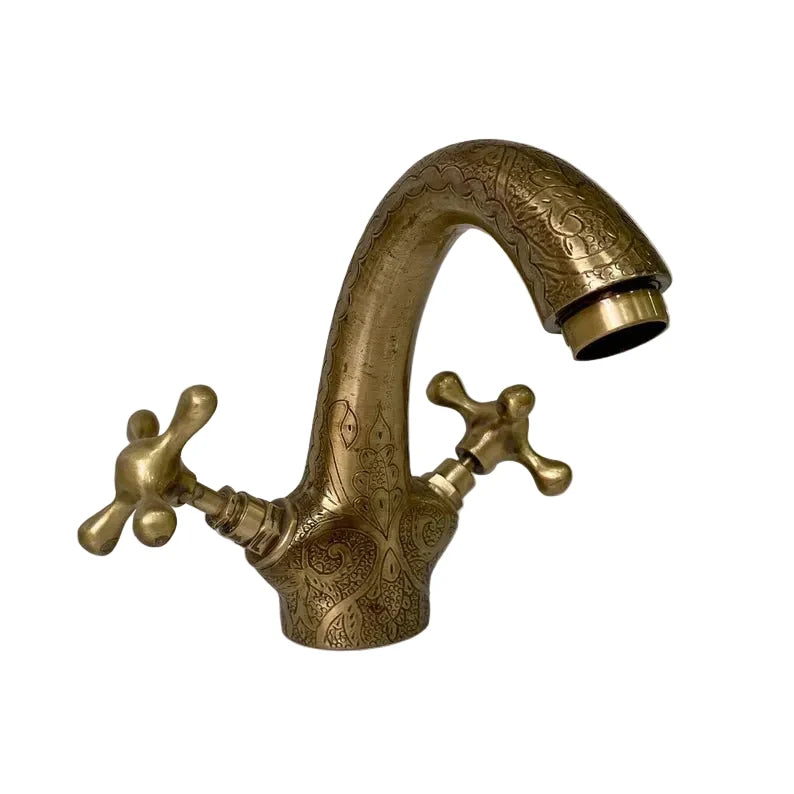 Elegant Bronze Bathroom Faucet with Double Handle and Single Hole Vanity Design