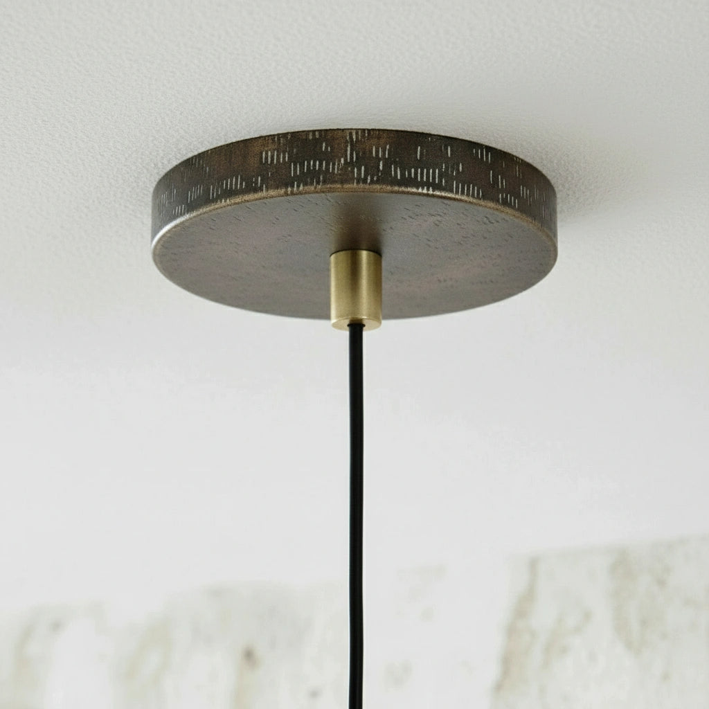 Oxidized Copper Drum Pendant – Handmade Patina Ceiling Light