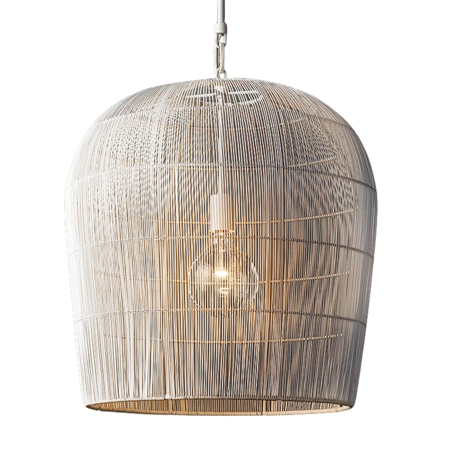 Cabrillo White Rattan Light Fixture