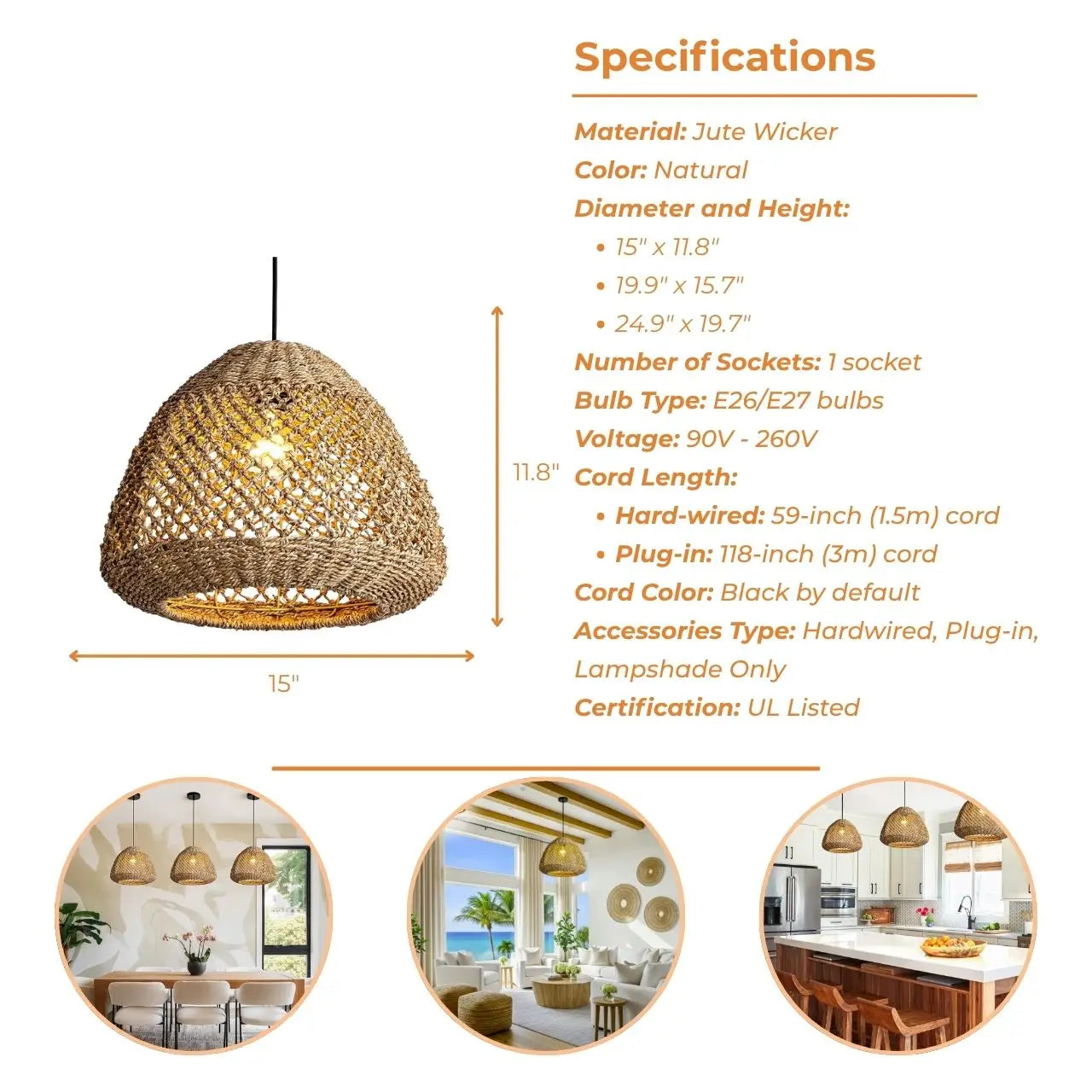 Calypso Basket Weave Pendant Light - Woven and Wicker