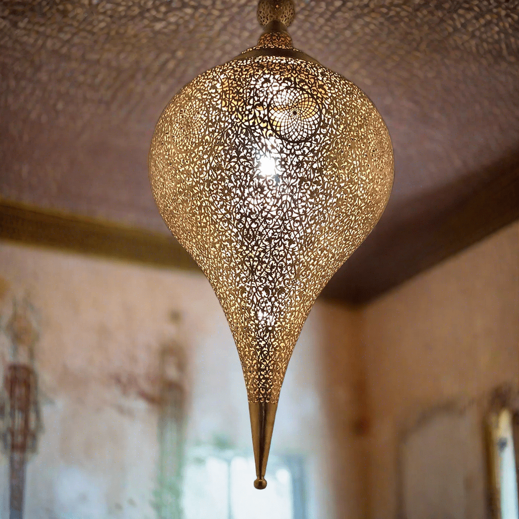 Moroccan Brass Ceiling Pendant - Custom Made