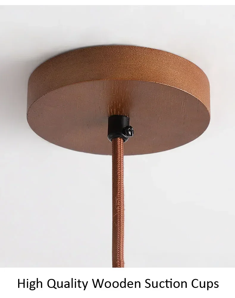 Osho Wabi Sabi Round Travertine and Wood Pendant Light