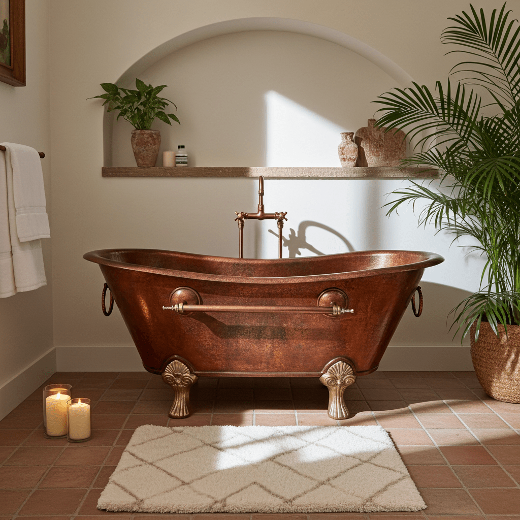 Clawfoot Copper Bathtub, Copper Soaking Tub With Patina Finish