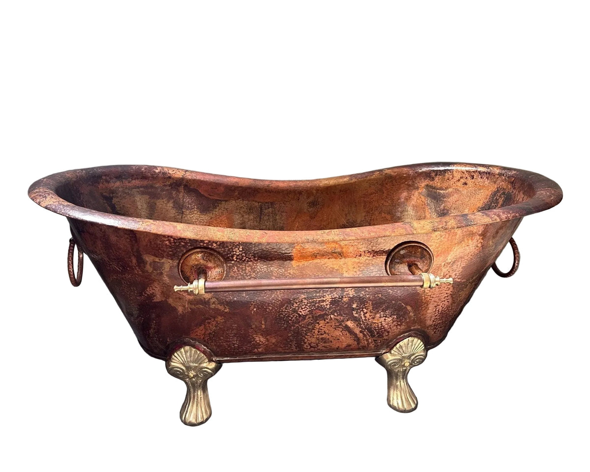 Clawfoot Copper Bathtub, Copper Soaking Tub With Patina Finish