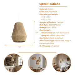 Collins Jute Twist Pendant Light's specifications style A