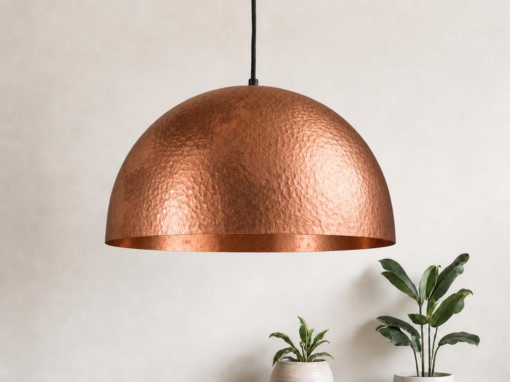 Copper Dome Pendant Light, Hammered Rose Copper Ceiling Lamp, Handmade Kitchen Island Fixture, Modern Boho Farmhouse Dining Hanging Light