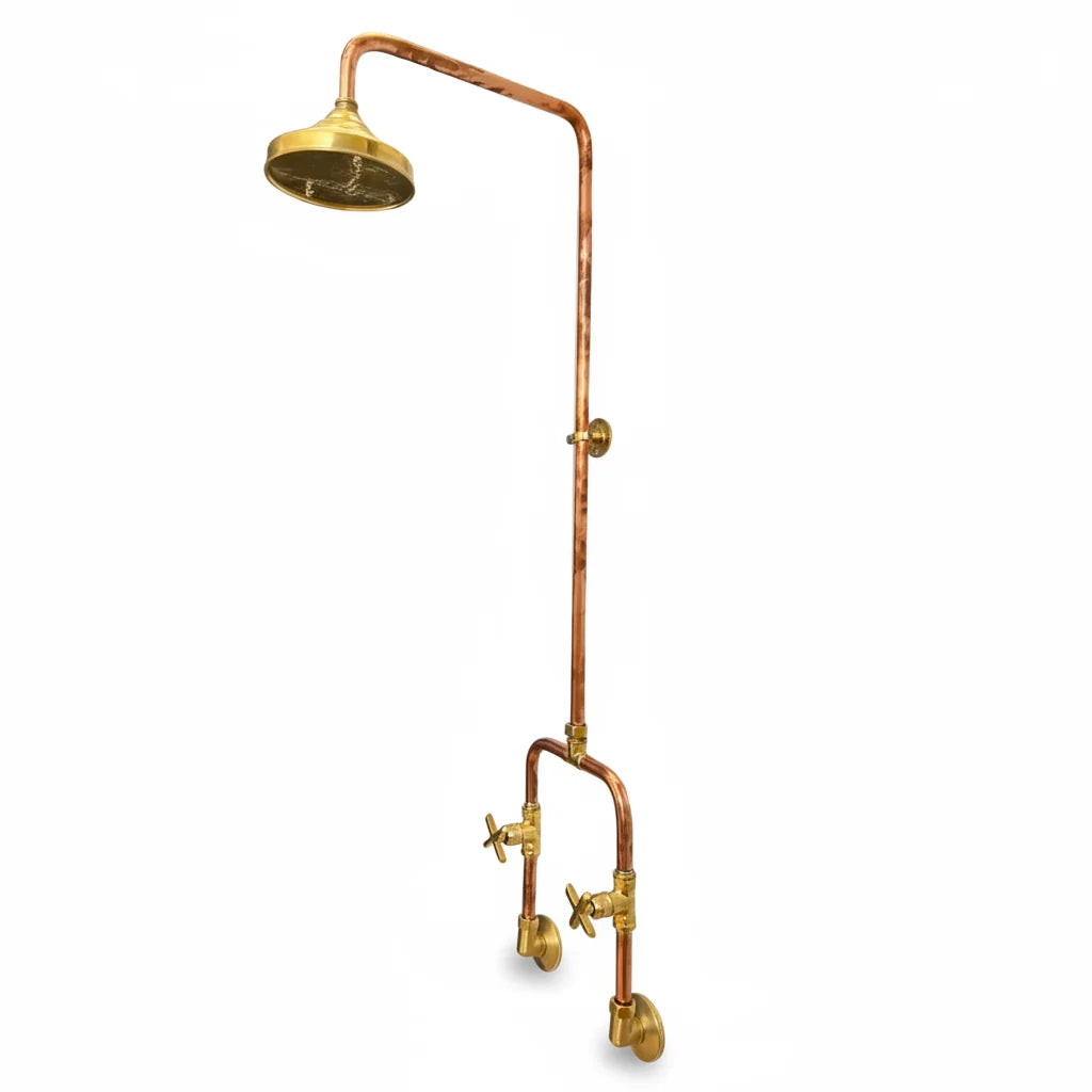 Luxury Copper Outdoor Shower System Wall Mounted Exposed Design
