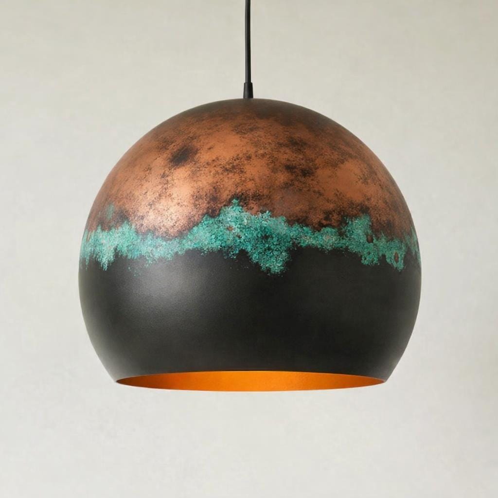 Copper Pendant Light, Modern Rustic Ceiling Lamp, Handmade 3 Tone Hanging Light, Farmhouse Kitchen Island Lighting