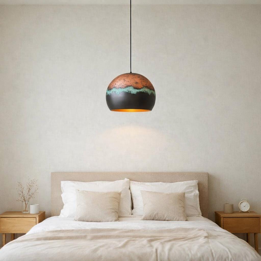 Copper Pendant Light, Modern Rustic Ceiling Lamp, Handmade 3 Tone Hanging Light, Farmhouse Kitchen Island Lighting