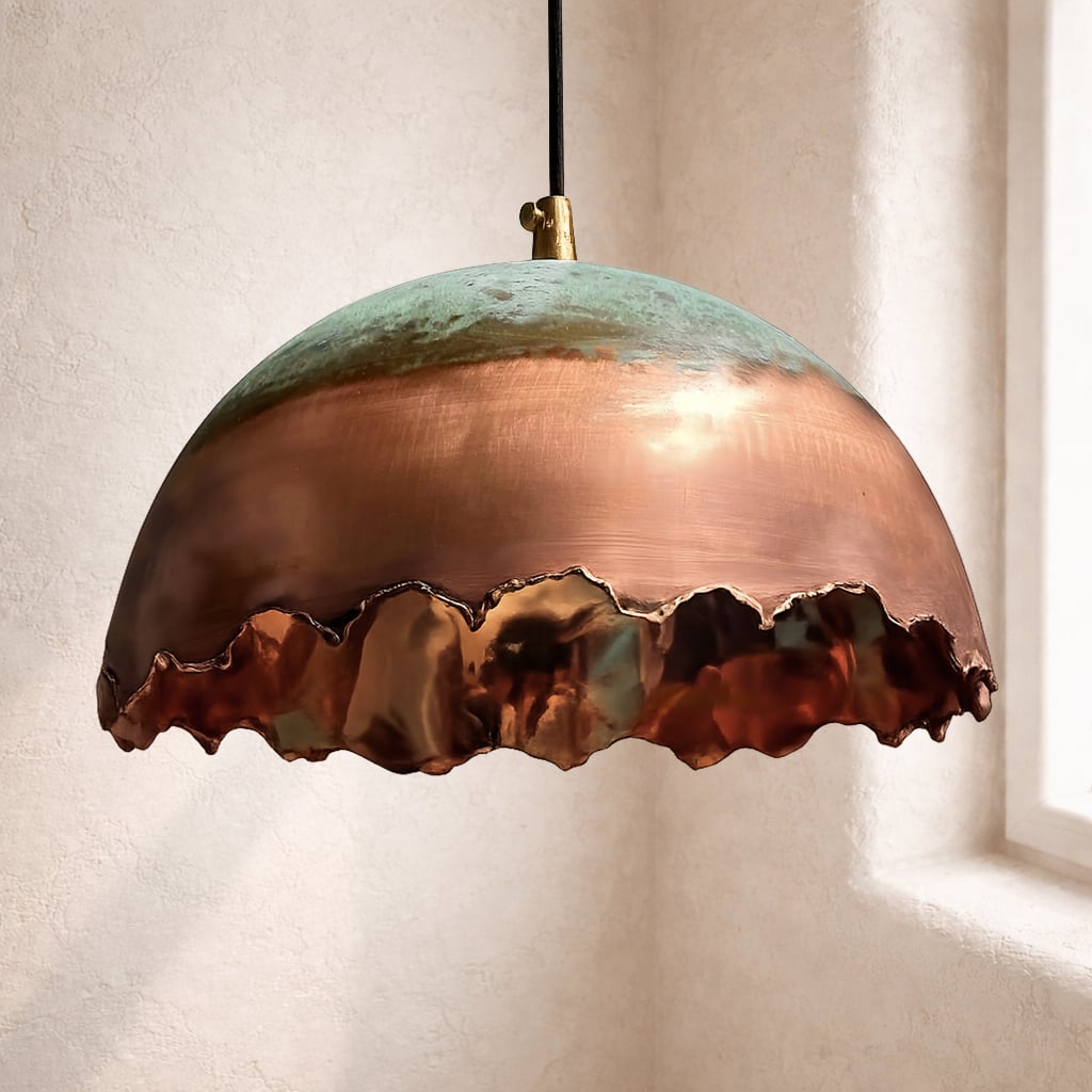 Scalloped Edge Copper Pendant Light
